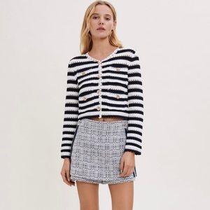 Maje Striped Crochet Cardigan